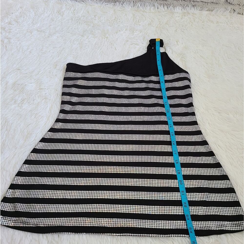 Egen Y2K Black And Silver One Shoulder Blouse SZ M - Picture 3 of 8